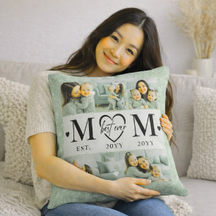 Personalised Mum Photo Sage Green Cushion