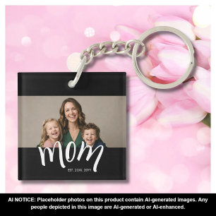 Personalised Mum Photo Year Established Modern Key Ring