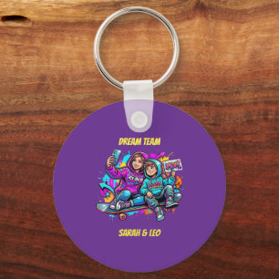 Personalised Mum & Son Graffiti Style Keychain