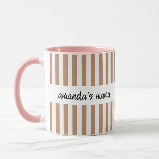Personalised Mum Stripe Ceramic Mug (Left)