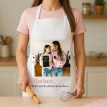 Personalised Mum Thank You Photo Apron<br><div class="desc">"Make every moment in the kitchen more meaningful with this personalised apron for Mum. Featuring your favourite photo and the touching message, 'Mum, thank you for always being there, ' this apron is as heartfelt as it is practical. Whether she’s baking cookies or just enjoying her morning coffee, this custom...</div>
