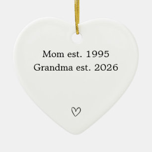 Personalised Mum to Grandma Heart Ceramic Ornament