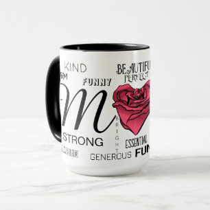 Personalised Mum with Heart Rose and Typography Mug