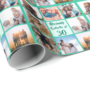 Personalised Mummy 30th birthday photo collage Wrapping Paper