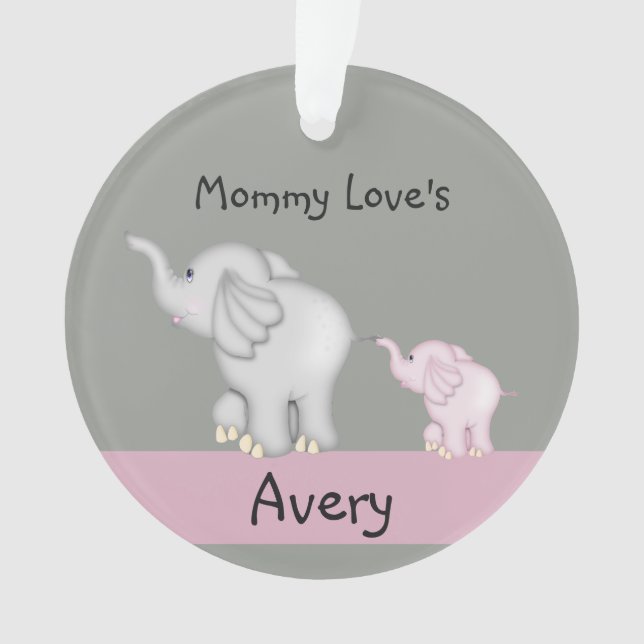 Personalised Mummy And Baby Elephant Ornament (Front)