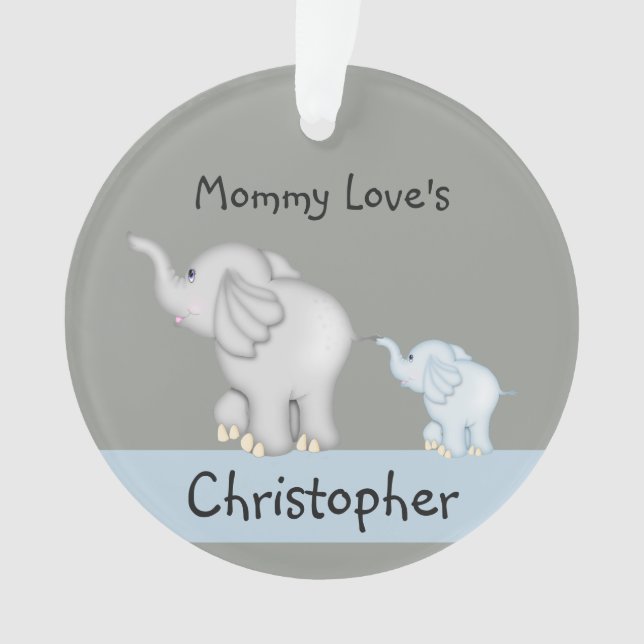 Personalised Mummy And Baby Elephant Ornament (Front)
