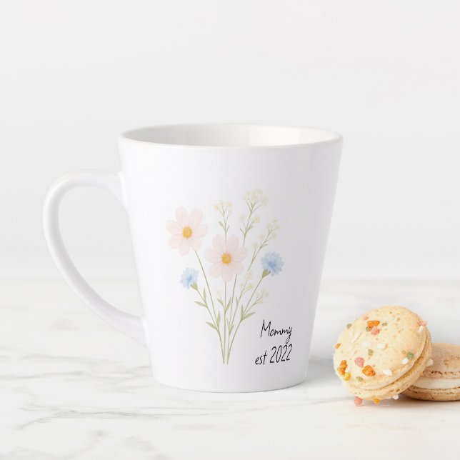 Personalised Mummy Est. Mug with Pastel Wildflower (In Situ)