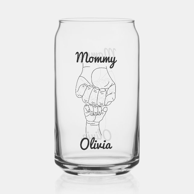 Personalised Mummy Mama Mum Gift with Kid's Name Can Glass (Front)