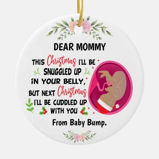 Personalised Mummy To Be from Baby Bump Christmas Ceramic Ornament (Front)