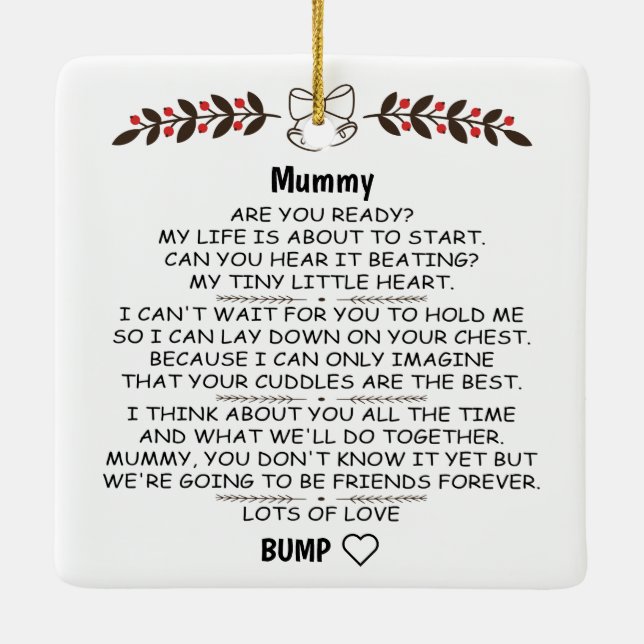 Personalised Mummy To Be from Baby Bump Christmas Ceramic Ornament (Back)