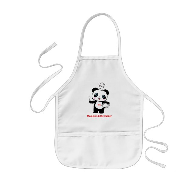 Personalised Mummy's Little Helper Panda Kid Apron (Front)