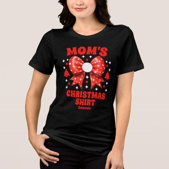 Personalised Mum's Christmas Red Bow Shirt (Front)