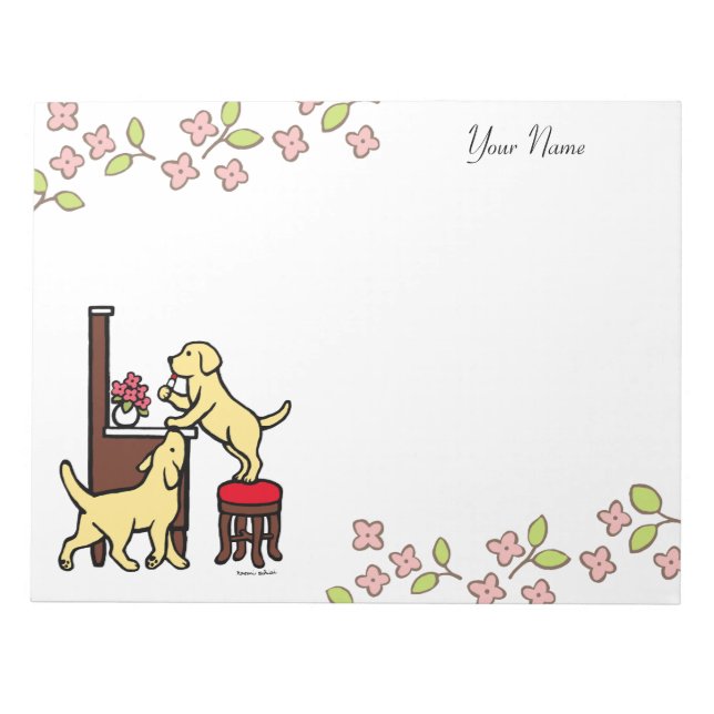 Personalised Mum's Yellow Lab Puppy Duo Notepad (Front)