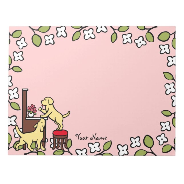 Personalised Mum's Yellow Lab Puppy Duo Notepad (Front)