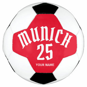 Personalised Munich Red Number And Name Soccer Ball