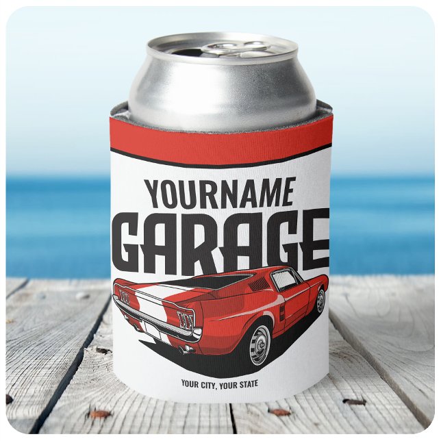 Personalised Muscle Car 1967 Red Fastback Garage Can Cooler (Creator Uploaded)