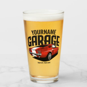 Personalised Muscle Car 1967 Red Fastback Garage  Glass