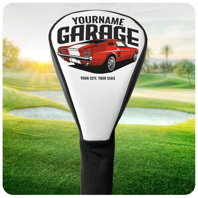Personalised Muscle Car 1967 Red Fastback Garage  Golf Head Cover (Creator Uploaded)