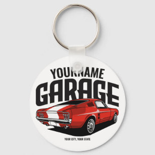 Personalised Muscle Car 1967 Red Fastback Garage  Key Ring
