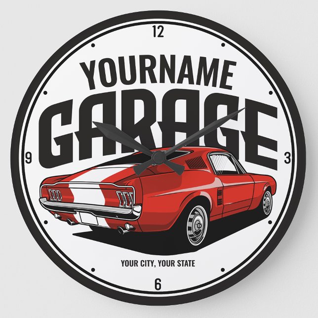 Personalised Muscle Car 1967 Red Fastback Garage Large Clock (Creator Uploaded)