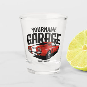 Personalised Muscle Car 1967 Red Fastback Garage Shot Glass