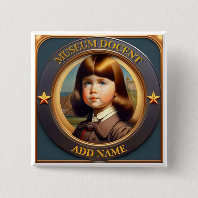 Personalised Museum Docent Button (Front)