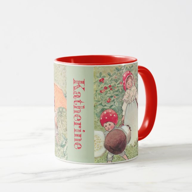 Personalised Mushroom Fairytale Elsa Beskow Mug (Front Right)