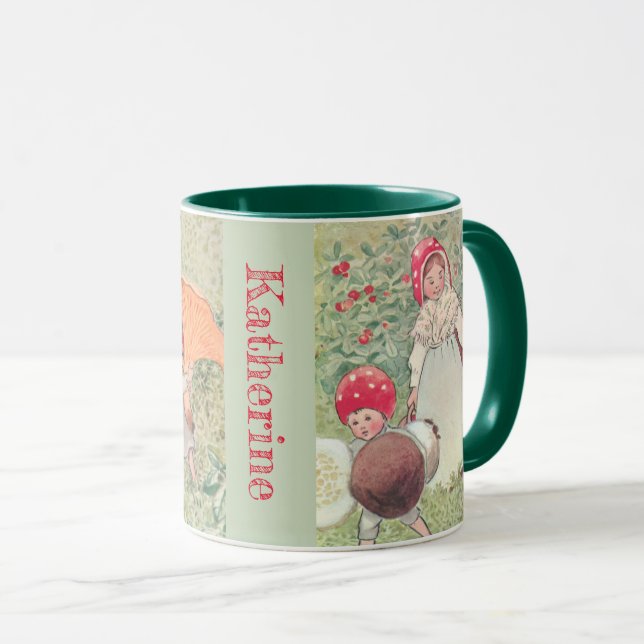 Personalised Mushroom Fairytale Elsa Beskow Mug (Front Right)