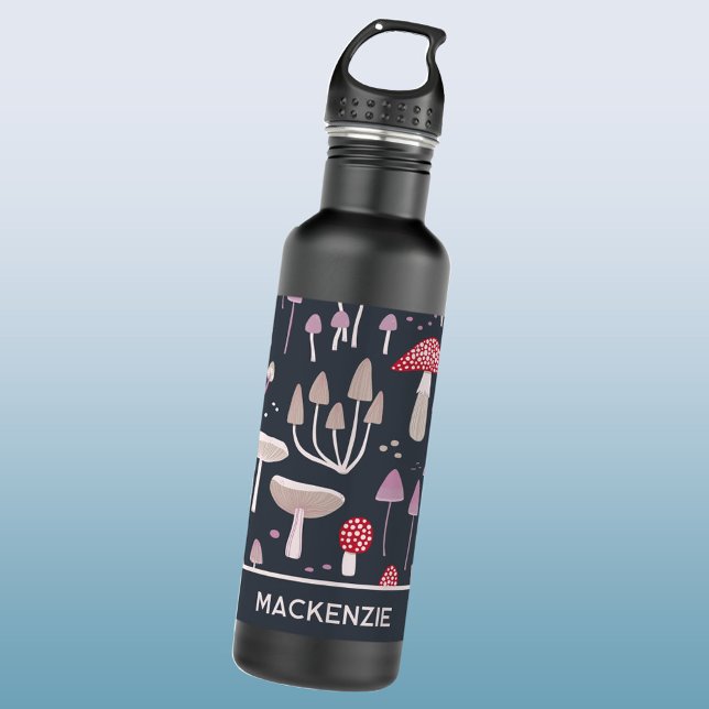 Personalised Mushroom Toadstool Fungi 710 Ml Water Bottle (Mushroom toadstool pattern personalized custom name water bottle)