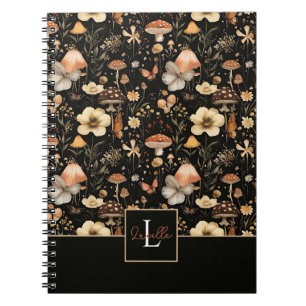 Personalised Mushrooms and Flowers Cottagecore Notebook
