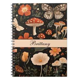Personalised Mushrooms and Flowers Fall Notebook