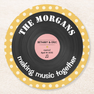 Personalised Music Album Retro Design Round Paper Coaster