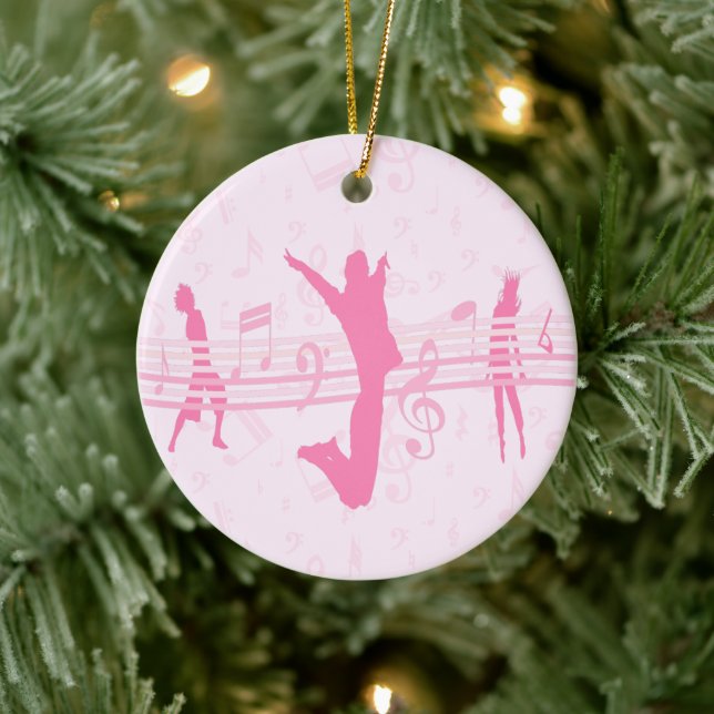 Personalised Music Dance and Drama Pink Ceramic Ornament (Tree)