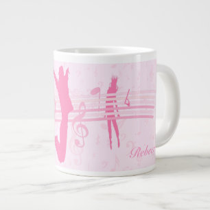 Personalised Music Dance and Drama Pink Large Coffee Mug