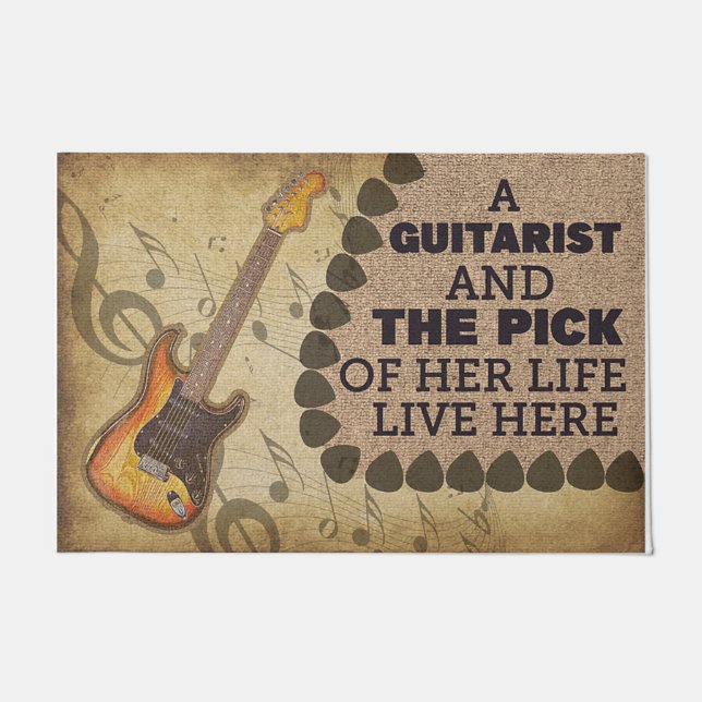 Personalised Music Doormat - Guitar Players (Front)