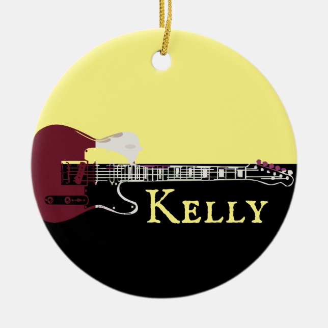 Personalised Music Electric Bass Guitar  Ceramic O Ceramic Ornament (Front)