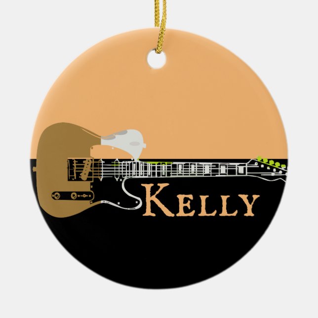 Personalised Music Electric Bass Guitar  Ceramic O Ornament (Front)