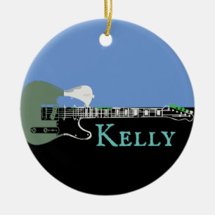 Personalised Music Electric Bass Guitar  Ceramic O Ornament