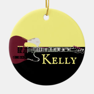Personalised Music Electric Bass Guitar  Ceramic O Ornament