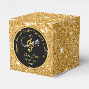Personalised, Music Favour Boxes, Black and Gold Favour Box