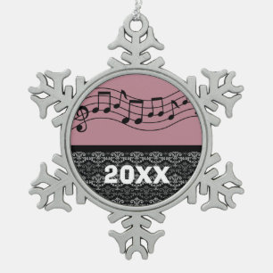 Personalised Music Gift Band Choir Snowflake Pewter Christmas Ornament