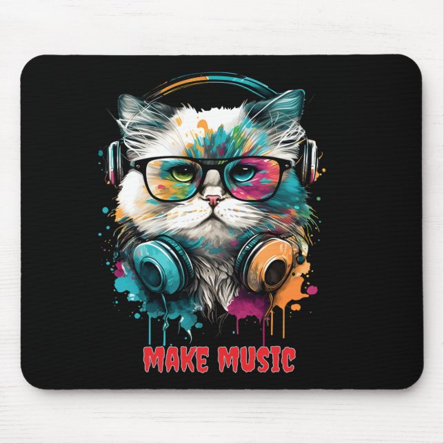 personalised  music lover cat mouse pad  (Front)