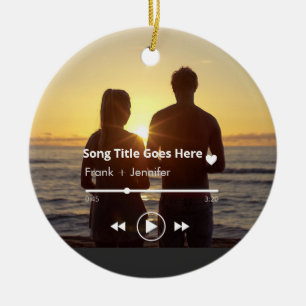 Personalised music modern couple photo gift ceramic ornament