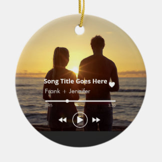 Personalised music modern couple photo gift ceramic ornament