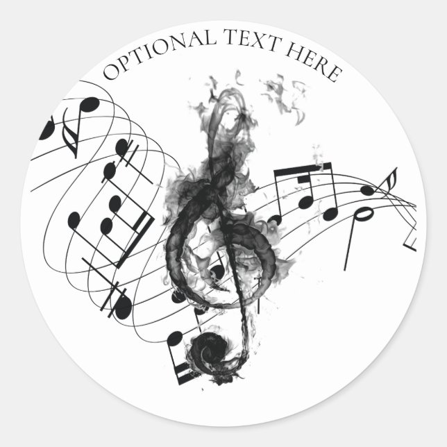 Personalised Music Note black and white Classic Round Sticker (Front)