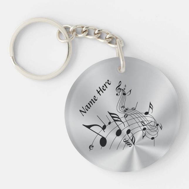 Personalised Music Note Gifts with Your NAME Key Ring (Front)