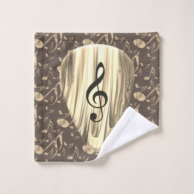 Personalised Music Note Guitar Pick  Bath Towel Set (Wash Cloth)