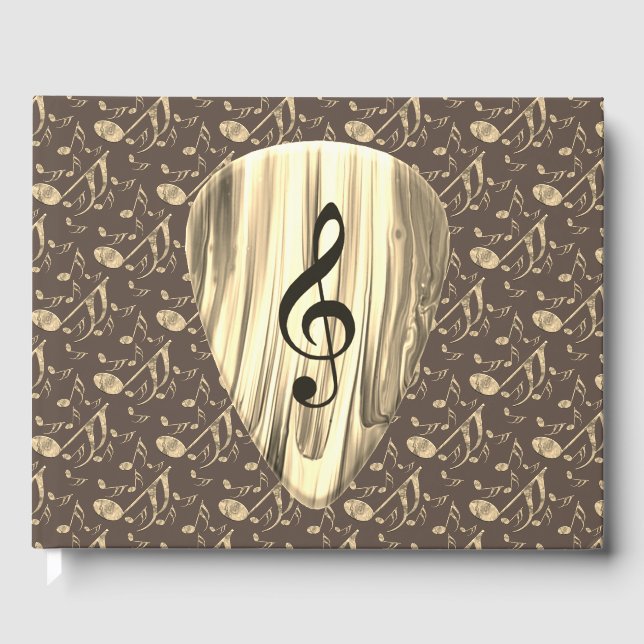 Personalised Music Note Guitar Pick  Guest Book (Front)