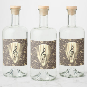 Personalised Music Note Guitar Pick Liquor Bottle Label