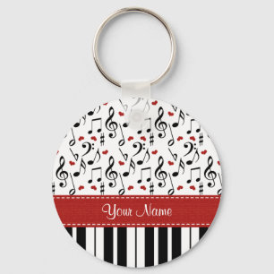 Personalised Music Note Piano Keychain
